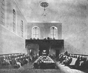 Dr Lang addressing the New South Wales Legislative Council Australia, 1844. Image via Wikimedia Commons.