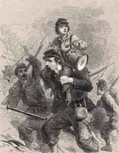 "The Little Drummer," in A Selection of War Lyrics with Illustrations (1864), by F.O.C. Darley. Image via Wikimedia Commons.