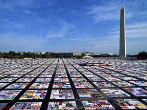 The AIDS Memorial Quilt, Washington, D.C., 1988. Image via Wikimedia Commons.