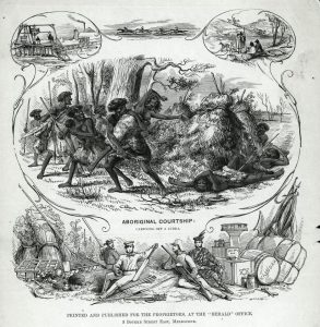 "Aboriginal courtship - carrying off a lubra" (1861), by George Strafford. Image via State Library of Victoria.